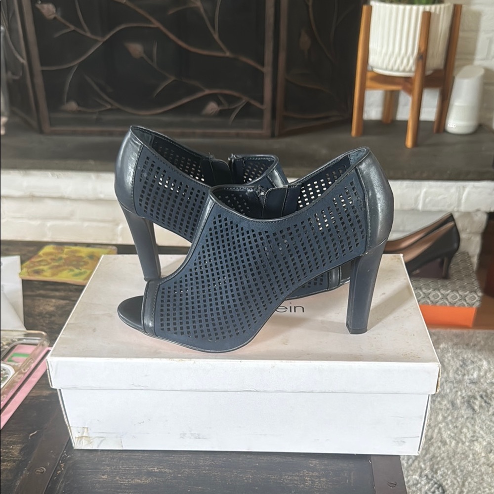 Calvin Klein Navy Perforated Heels